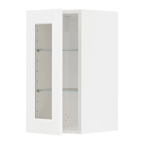 METOD wall cabinet w shelves/glass door