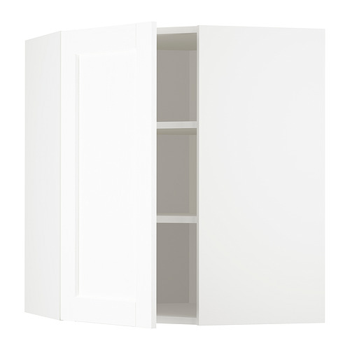 METOD, corner wall cabinet with shelves