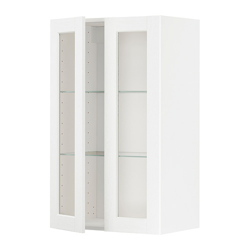 METOD wall cabinet w shelves/2 glass drs