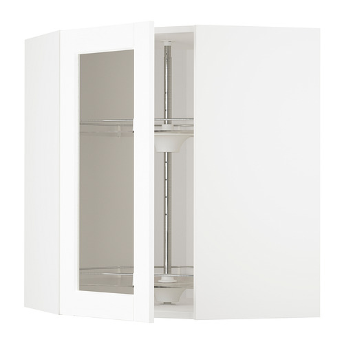 METOD, corner wall cab w carousel/glass dr