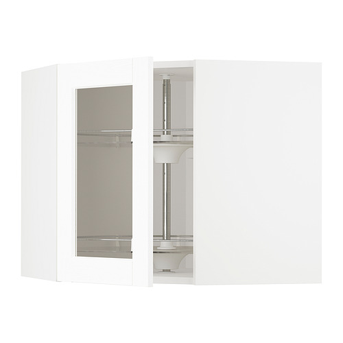 METOD, corner wall cab w carousel/glass dr