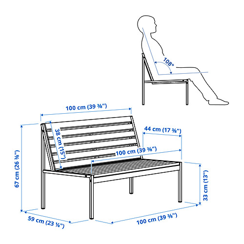 JOLPEN tveggja sæta sófi, úti