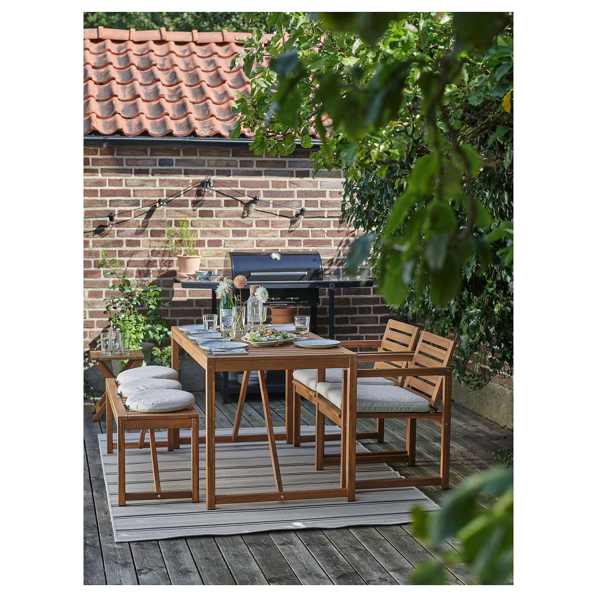 NÄMMARÖ table+2 chairs+ bench, outdoor