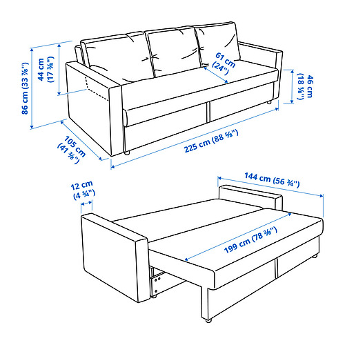 FRIHETEN three-seat sofa-bed
