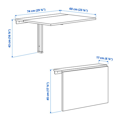 NORBERG wall-mounted drop-leaf table