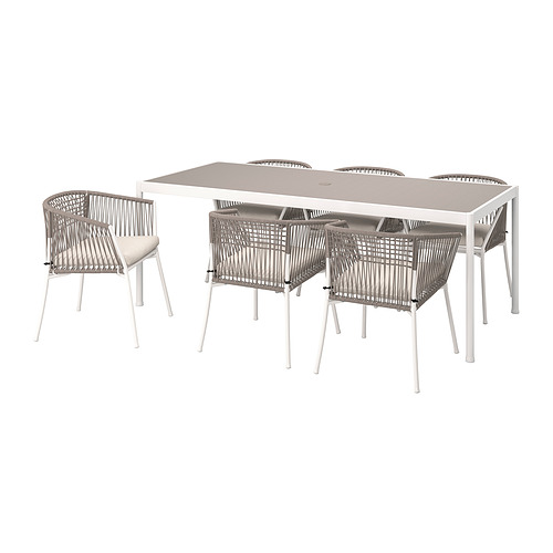 SEGERÖN, table+6 chairs w armrests, outdoor