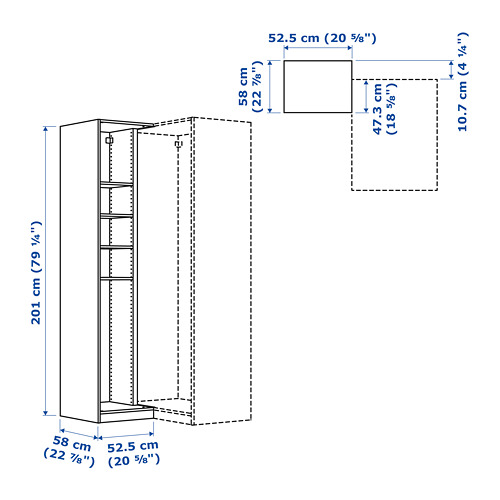 PAX, add-on corner unit with 4 shelves