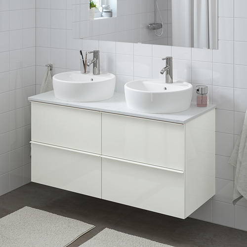 GODMORGON/TOLKEN/TÖRNVIKEN, vaskaskápur m/handl., 45 og borðpl.