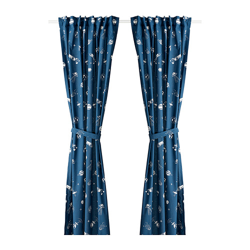 AFTONSPARV, curtains with tie-backs, 1 pair