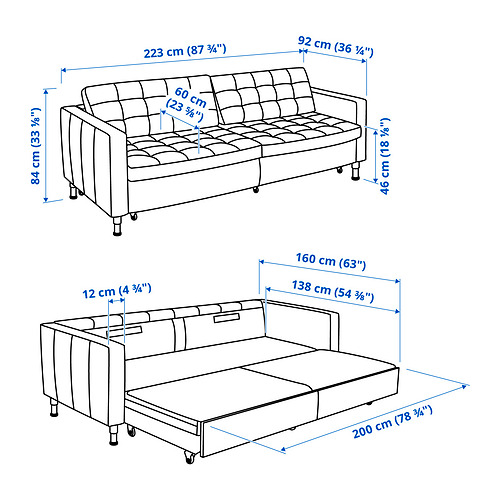 LANDSKRONA 3-seat sofa-bed