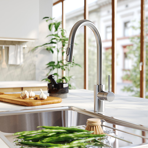 SALLSJÖN, kitchen mixer tap pull out w spray
