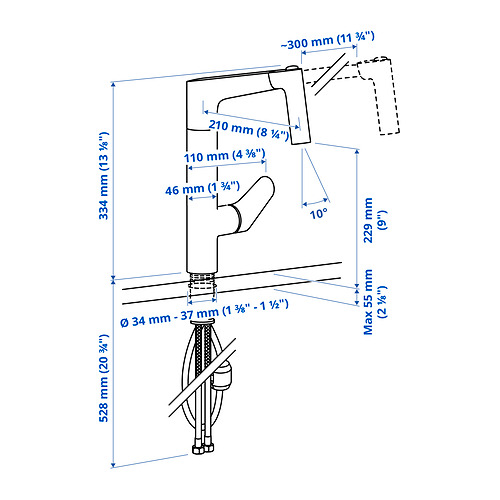 MAJSJÖN kitchen mixer tap pull out w spray