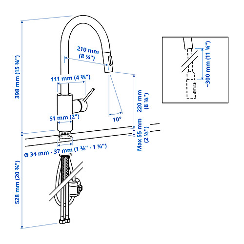 SALLSJÖN kitchen mixer tap pull out w spray