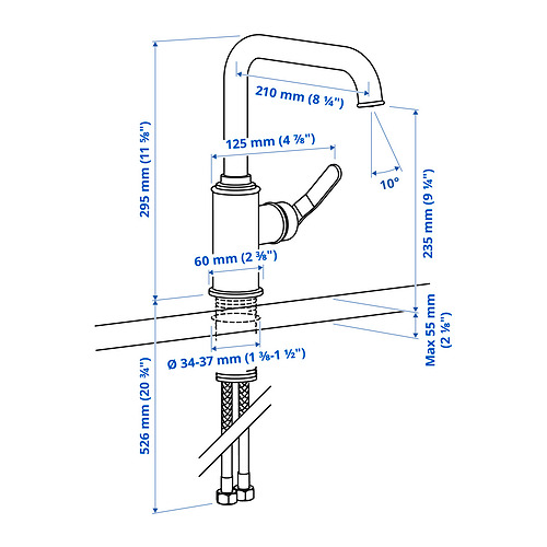 TAKSJÖN kitchen mixer tap single side lever