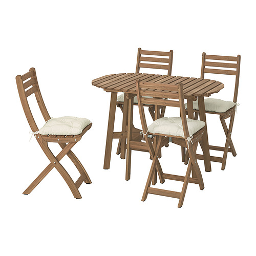ASKHOLMEN, gateleg table+4 chairs, outdoor