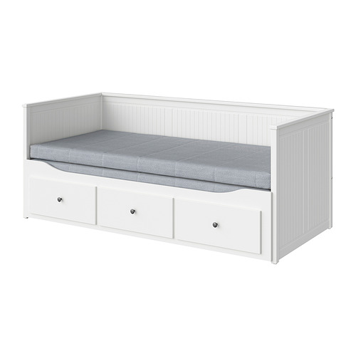 HEMNES, day-bed w 3 drawers/2 mattresses