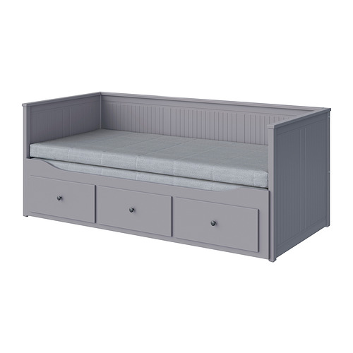 HEMNES, day-bed w 3 drawers/2 mattresses