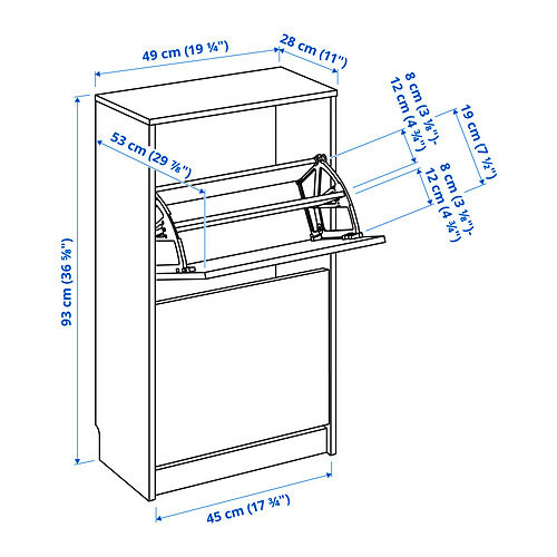 BISSA shoe cabinet with 2 compartments