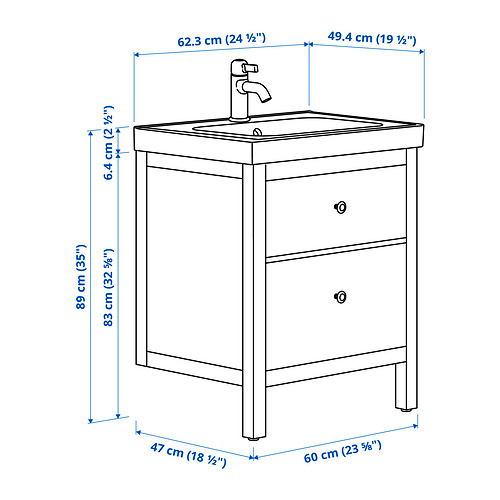 HEMNES/ORRSJÖN wash-stnd w drawers/wash-basin/tap