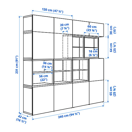 BESTÅ, hirsla með hurðum