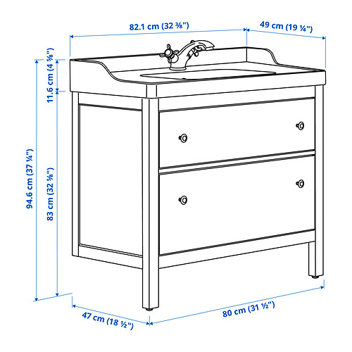 HEMNES/RUTSJÖN wash-stnd w drawers/wash-basin/tap