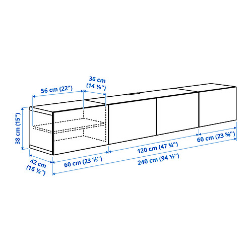 BESTÅ sjónvarpsbekkur með hurðum
