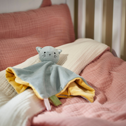 GULDVÄVARE, comfort blanket with soft toy
