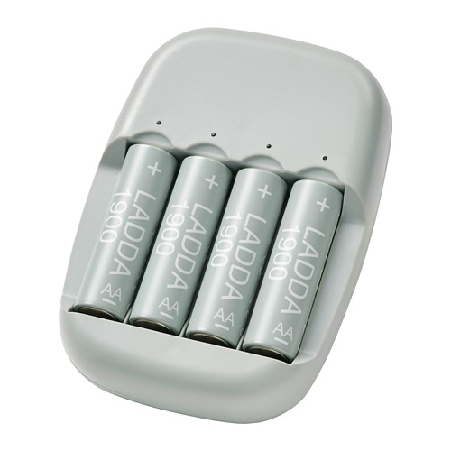 STENKOL/LADDA, battery charger and 4 batteries