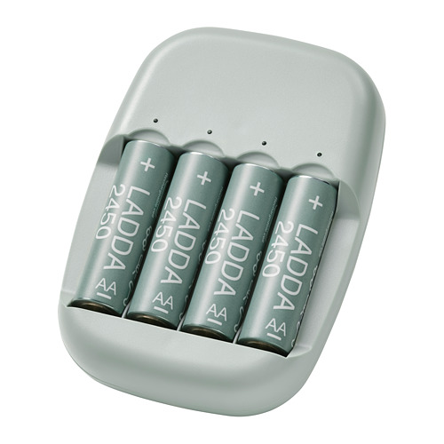STENKOL/LADDA, battery charger and 4 batteries