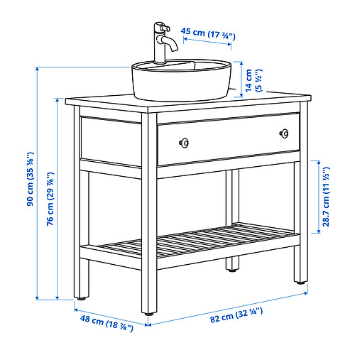 HEMNES/TÖRNVIKEN vaskastandur með skú/handl/bltk