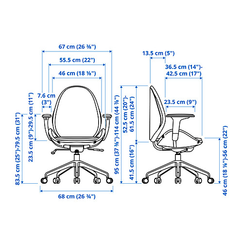 HATTEFJÄLL, office chair with armrests