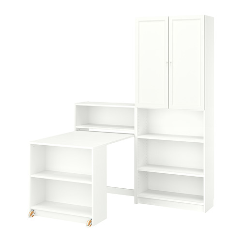 BILLY/OXBERG, bókaskápur með felliborði