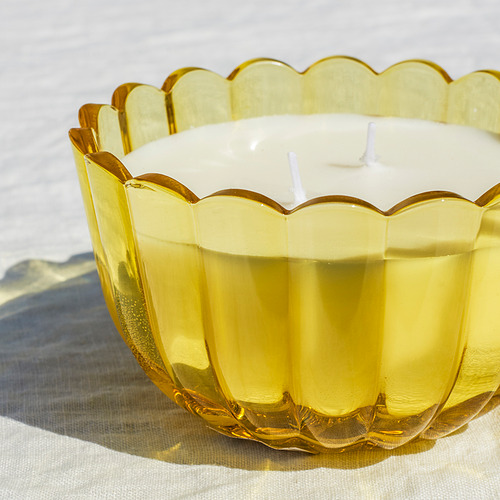 MORKULLA, scented candle in glass, 2 wicks