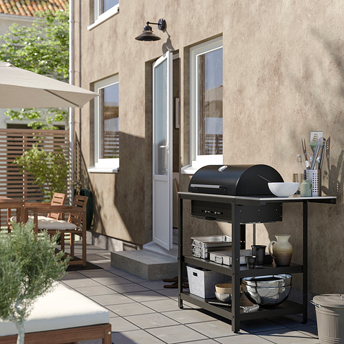 GRILLSKÄR, charcoal barbecue w side table