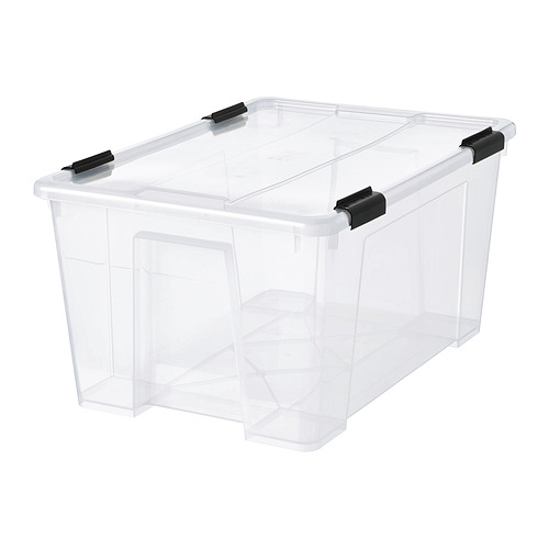 SAMLA, kassi með loki/klemmu