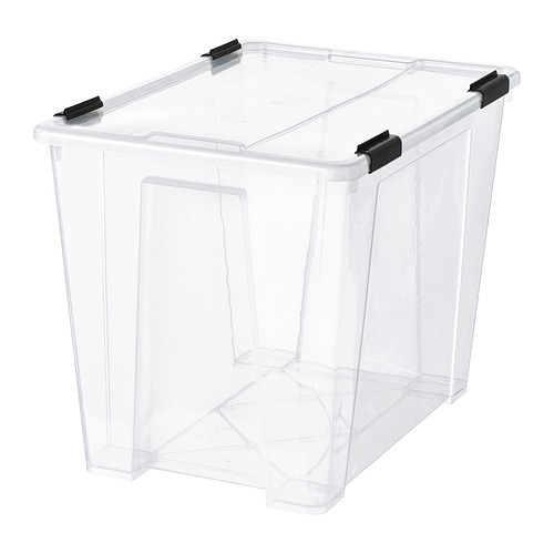 SAMLA, kassi með loki/klemmu