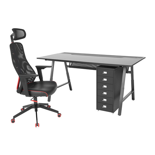 UTESPELARE/MATCHSPEL, gaming desk, chair and drawer unit
