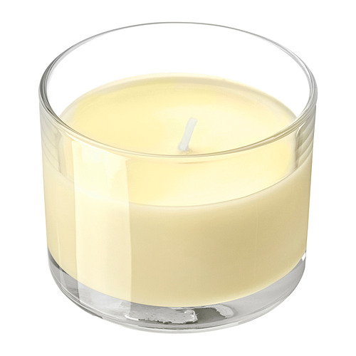 LOTSFÅGEL, scented candle in glass