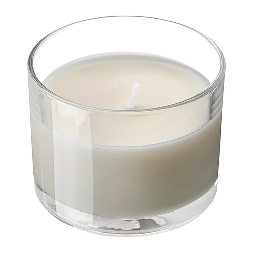 LOTSFÅGEL, scented candle in glass
