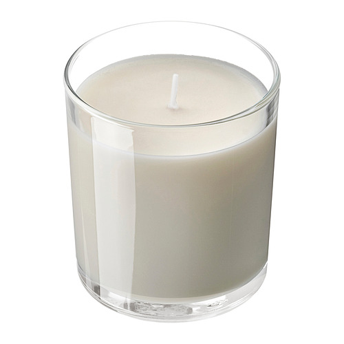 LOTSFÅGEL, scented candle in glass