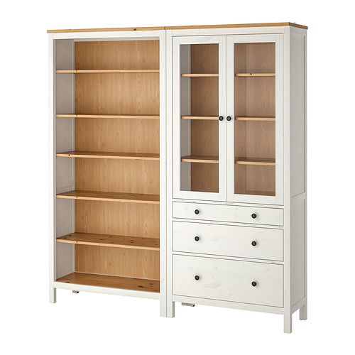 HEMNES, hirsla með hurðum/skúffum