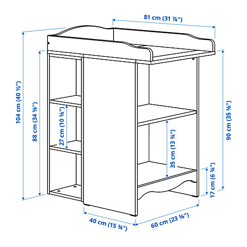 SMÅGÖRA changing tbl/bookshelf w 1 shlf ut