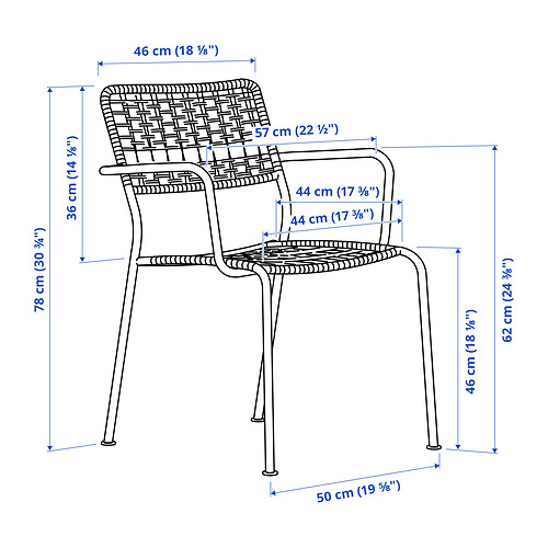 LÄCKÖ chair with armrests, outdoor