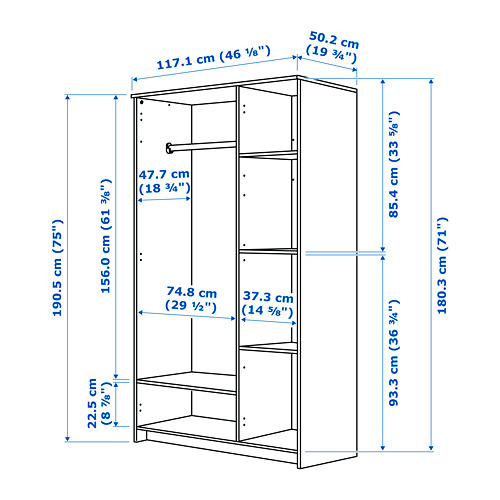 BRIMNES wardrobe with 3 doors