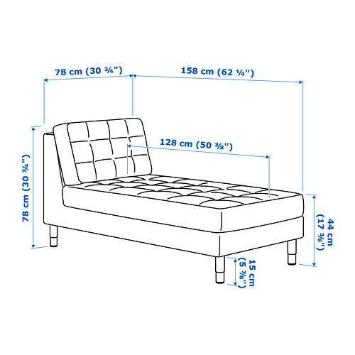 LANDSKRONA chaise longue, add-on unit