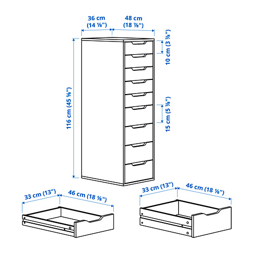 ALEX drawer unit with 9 drawers