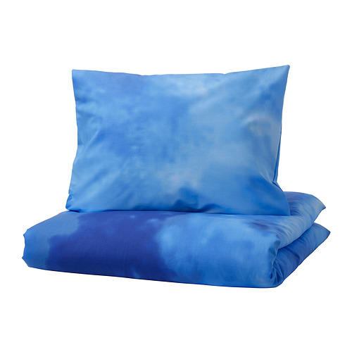 BLÅVINGAD, duvet cover and pillowcase