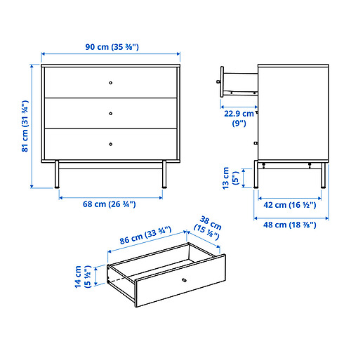 RÅDMANSÖ chest of 3 drawers