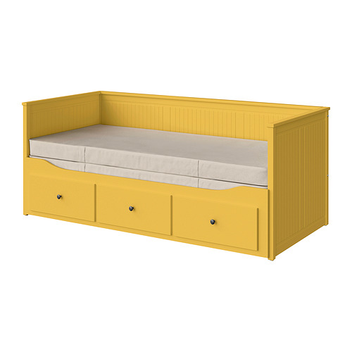 HEMNES, day-bed w 3 drawers/2 mattresses