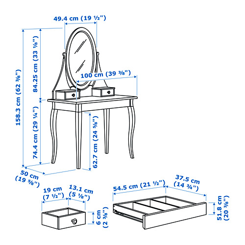 HEMNES snyrtiborð með spegli